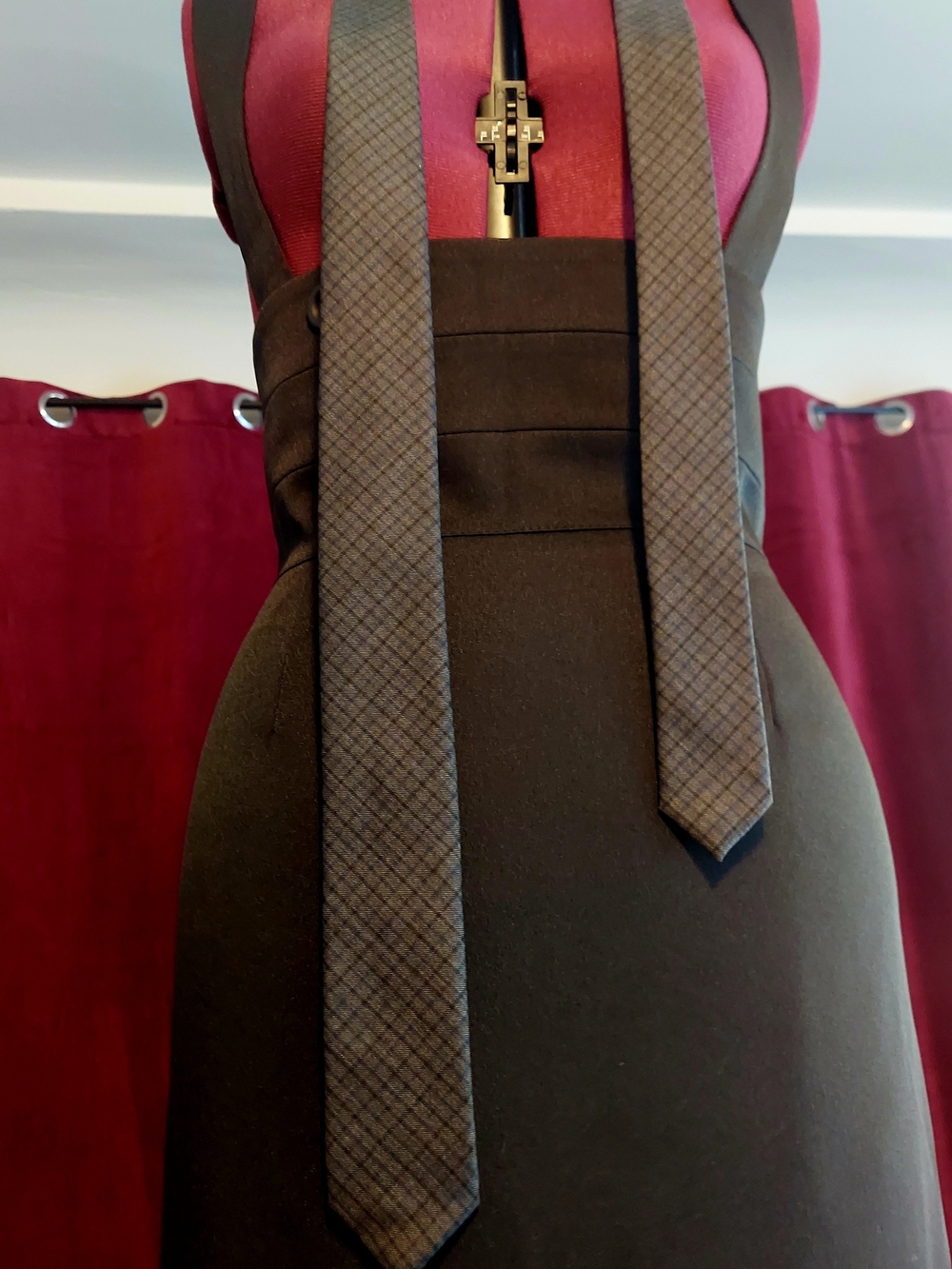 Prada Charcoal Crosshatch Skinny Tie